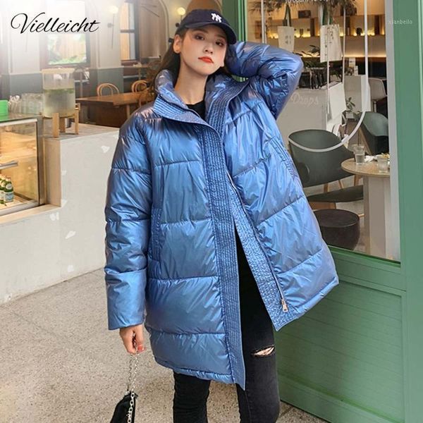 

vielleicht 2020 winter jacket women warm thicken parkas long winter coat women shining stylish female jacket coat1, Black
