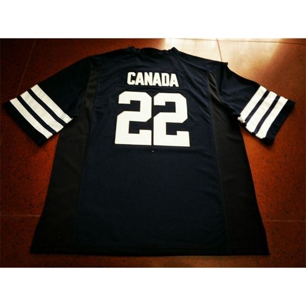 

2604 brigham young cougars squally canada #22 real full embroidery college jersey size s-4xl or custom any name or number jersey, Black