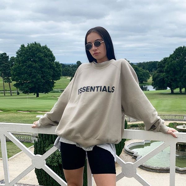 

of fear god essentials double line 3m reflective letter fog high street round neck pullover plush sweater, Black