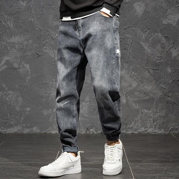 

men's jeans men harem pants loose plus size stretch straight casual, Blue