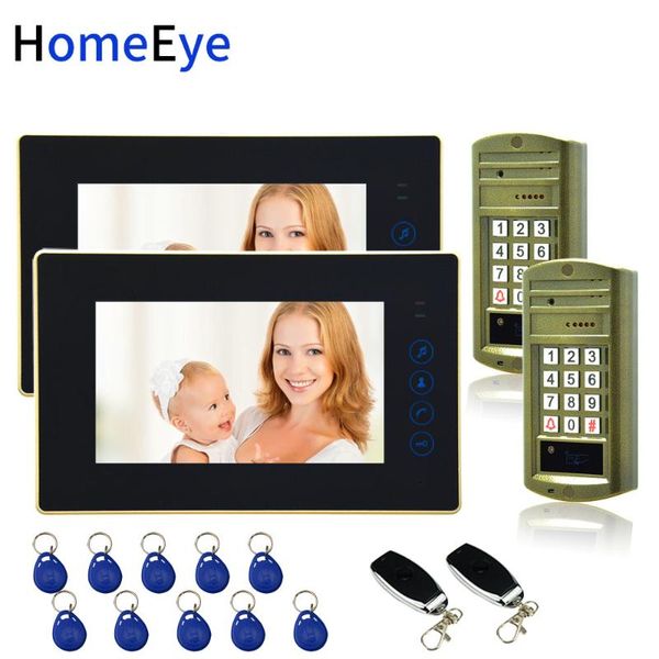 

video door phones password+id card+ remote unlock 7'' phone intercom bell home access control system for 2 doors waterproof