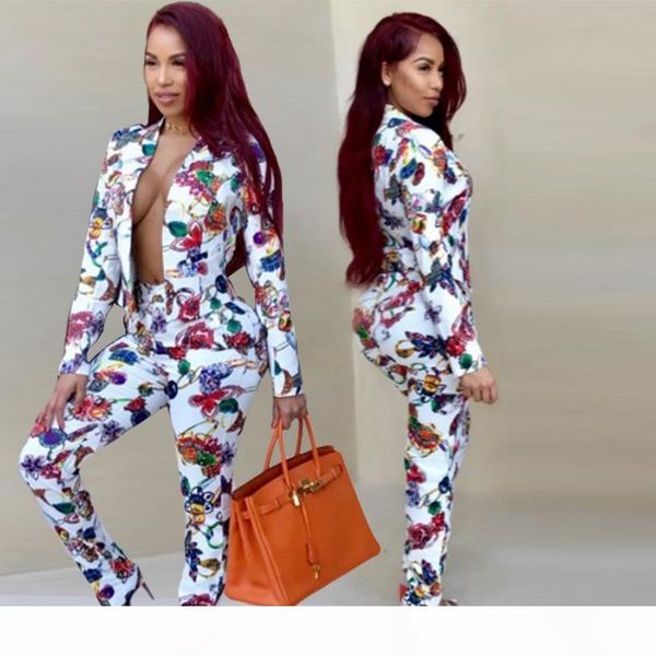 

women jewelry printed clothing set white 2pcs tracksuits jacket pants outfits suits, Gray