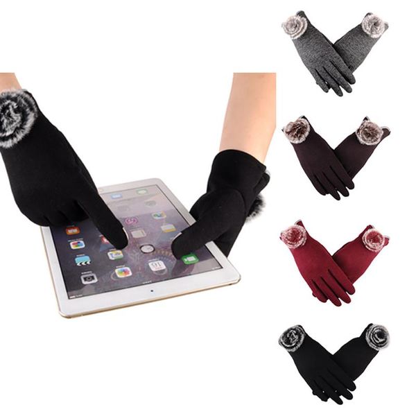 

women gloves fashion plush ball winter warm gloves ski wind protect hands hx0209, Blue;gray