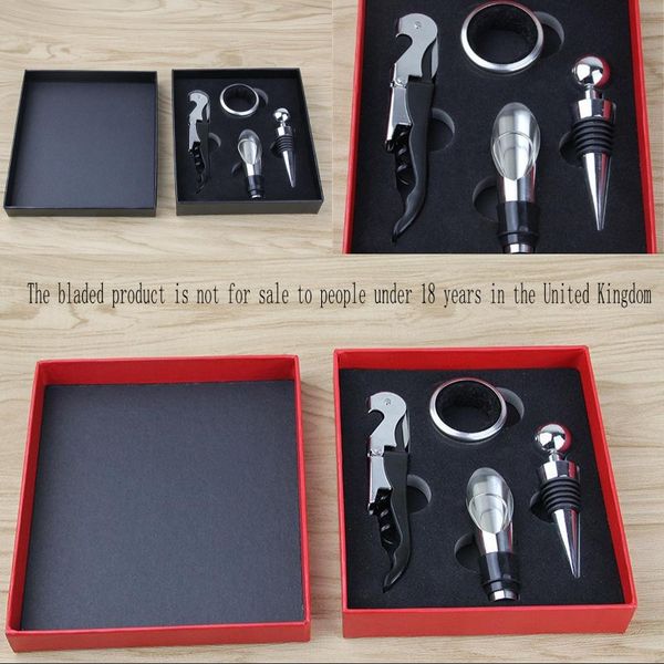 

4 piece set openers seahorse knife wine bottle cover opener suit stainless steel gift box home l bar supplies kit 5 5jy g2