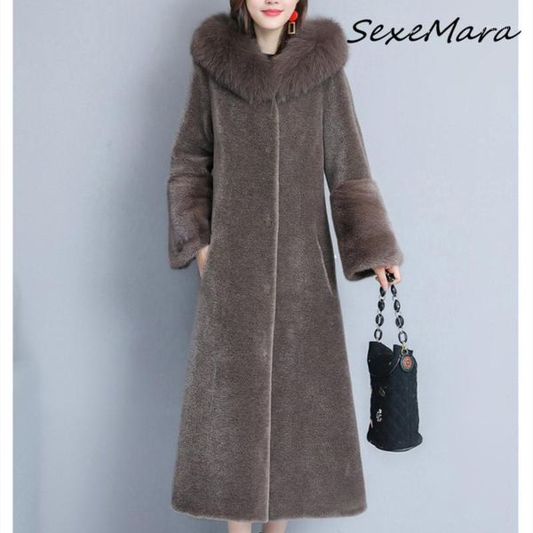 

korean style thick warm hooded coats for women 2020 winter single breasted fur long coats1, Black