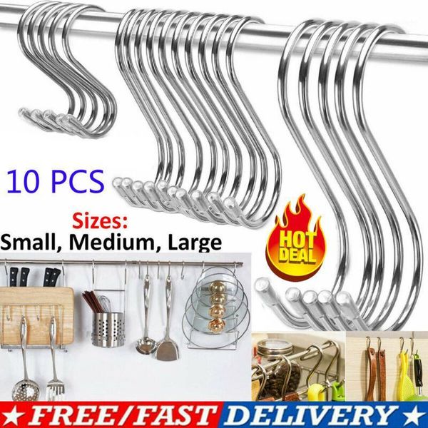 

hooks & rails 10pcs stainless steel metal s hook kitchen pan pot clothes hanger storage rack1