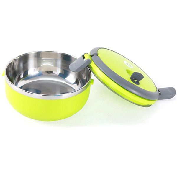 

green box handle container stainless lunch food with single layer steel portable insulation thermal bbynok lg2010