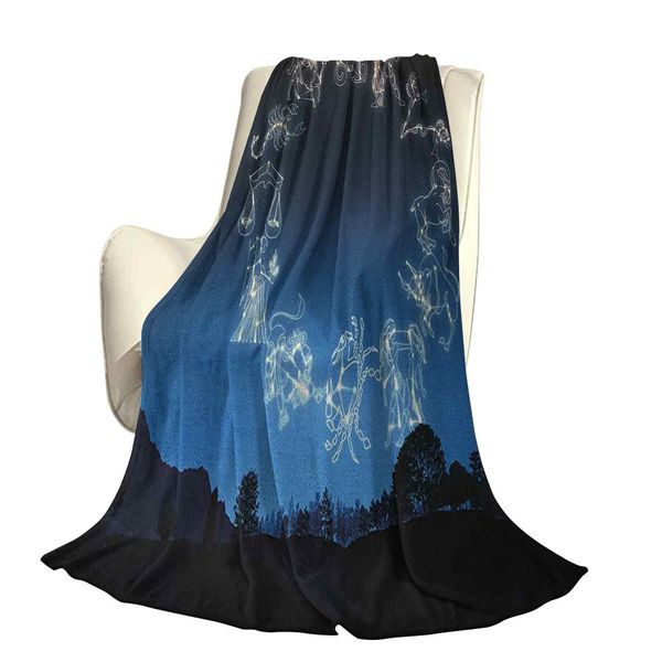 

sketchy zodiacal sign dots in ombre night dark sky in forest art printoffice leisure blankets
