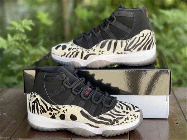 C080520 Authentic 11 High OG Animal Instinct Zebra Scarpe da ginnastica Nero Red Sail White Bred Jubilee Space Jam 45 Concord Win Like 96 Cap And Gown