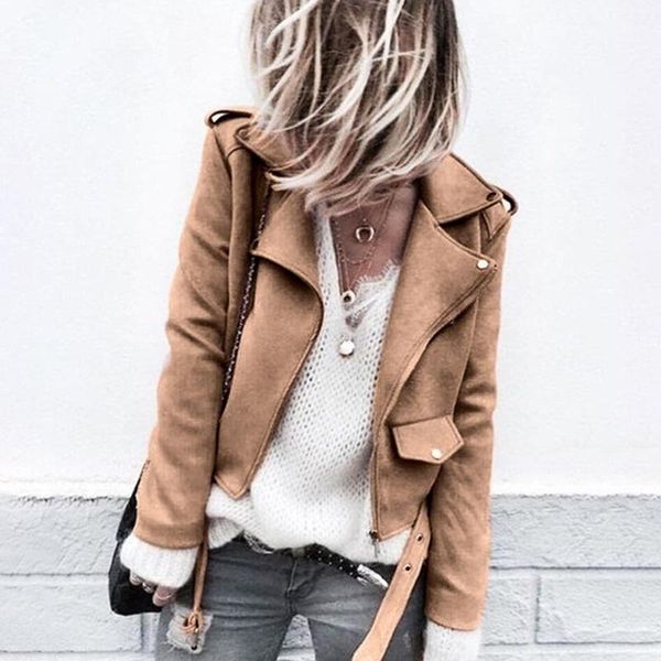 

women's jackets plus size autumn women jacket moto biker coat turn down collar style lady bomber short outwear casacos with sashes muje, Black;brown