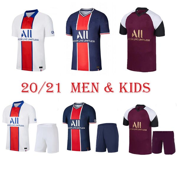 

2020 2021 париж мужчин дети комплект футбол джерси mbappe di мария icardi verratti неймар jr пользовательские 20 21 home away третий маек, Black