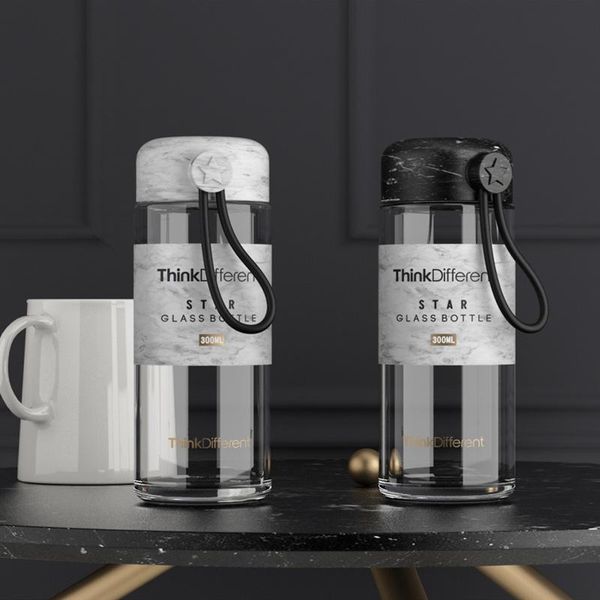 

glass clear water bottle portable drinkware cute sport shaker bottle outdoor travel mug juice tea cup tumbler coffee mugs yxlwmq xhhair
