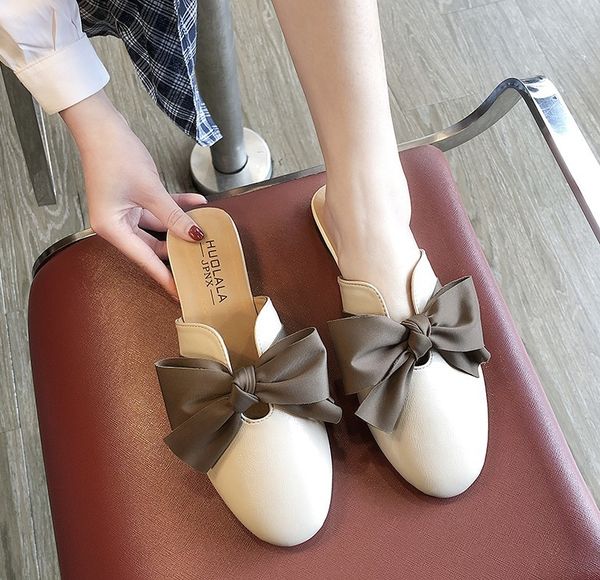 

women wear the new summer 2020 bowknot flat bottom mill shoe lady student restoring ancient ways is cool procrastinate x1020, Black