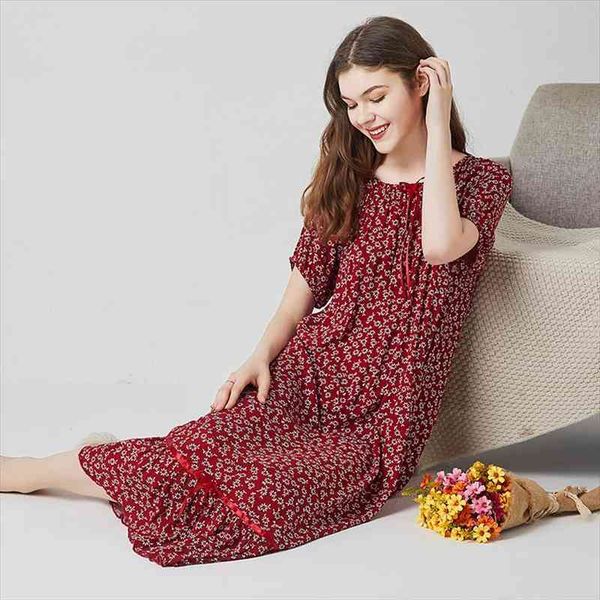 

nightgowns for women cotton dressing gowns short sleeve sleepwear casual nightshirts summer sleepshirt nightdress plus size lady, Black;red