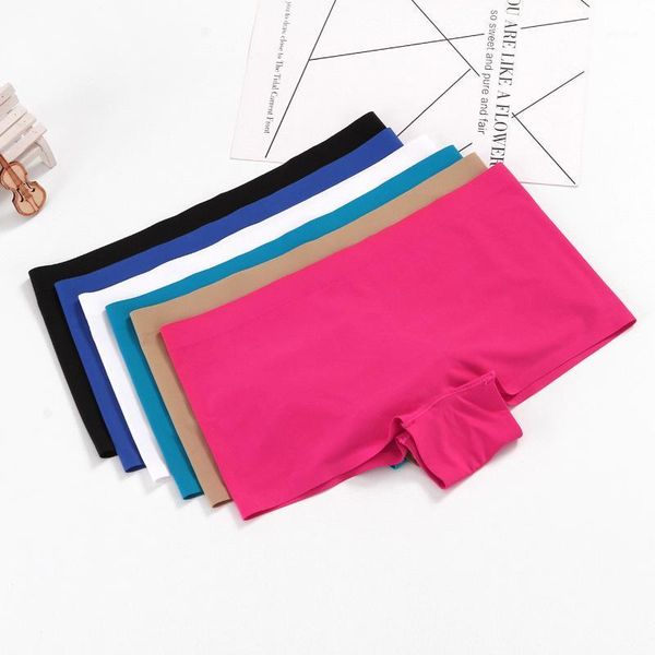 

quality seamless traceless boyshort women's underwear middle waist soft comfortable cool ice silk boxer briefs panties1, Black;pink