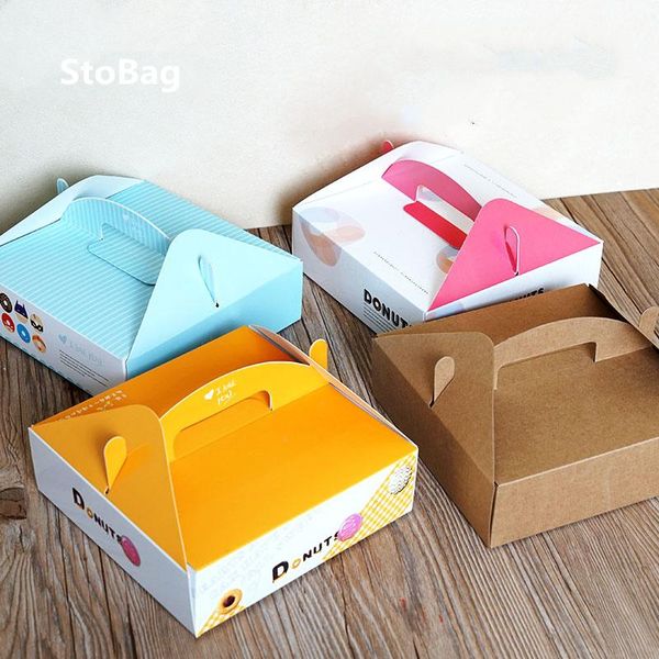 

stobag 10pcs portable donuts paper box pastry cake packing carton baking cookie gift box for party favor baby shower christmas bbyljb