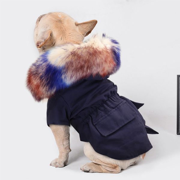 

warm winter dog clothes luxury fur dog coat hoodies for small medium dog windproof fleece lined pet jacket