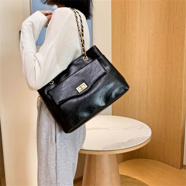 

fashion chains women shoulder bags designer handbags luxury pu leather crossbody bag large capacity tote purses female flap bags