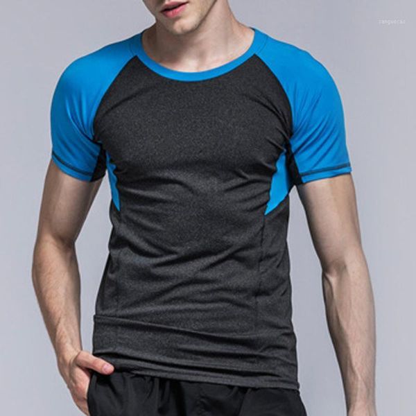 

running jerseys men's t-shirts, quick dry compression sport fitness gym shirts, soccer shirts jersey sportswea#31, Black;blue