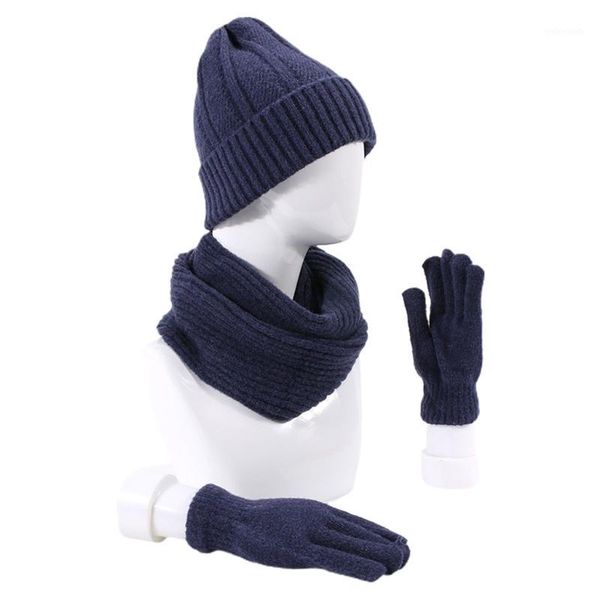 

hats, scarves & gloves sets promotion sell 3pcs men women knitted beanie hat scarf set thick winter warm cap neck warmer outdoor1, Blue;gray