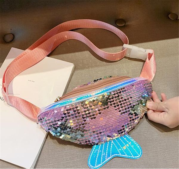 

5pcs sequins mermaid tail fanny pack kids purse crossbody bags sequined chest bag children messenger shoulder totes beach sports bags ly8032