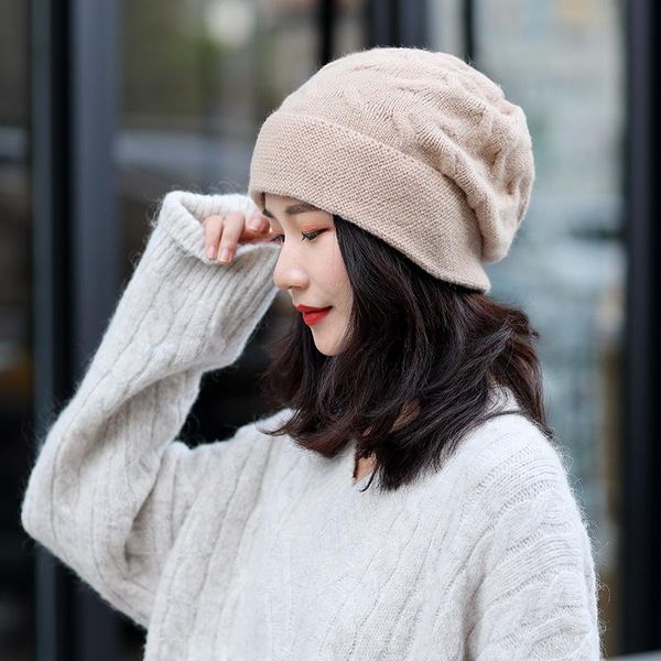 

beanie/skull caps 2021 women winter crochet hat wool knit beanie warm simple fashion knitted, Blue;gray