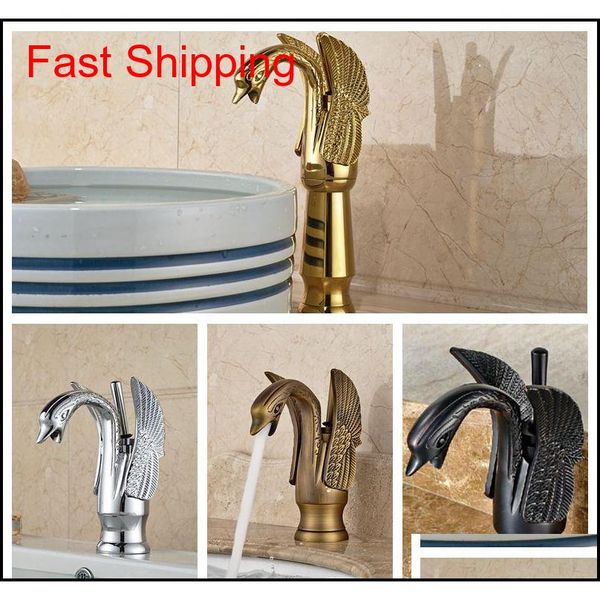 

wholesale and retail luxury solid brass bathroom basin faucet swan style vanity sink mixer tap deck mounted and cold mixer f5elc