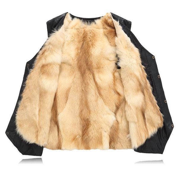 

winter jacket men genuine sheepskin leather vest spring and summer vest fur male genuine leather plus size 5xl inter men coat, Black;white