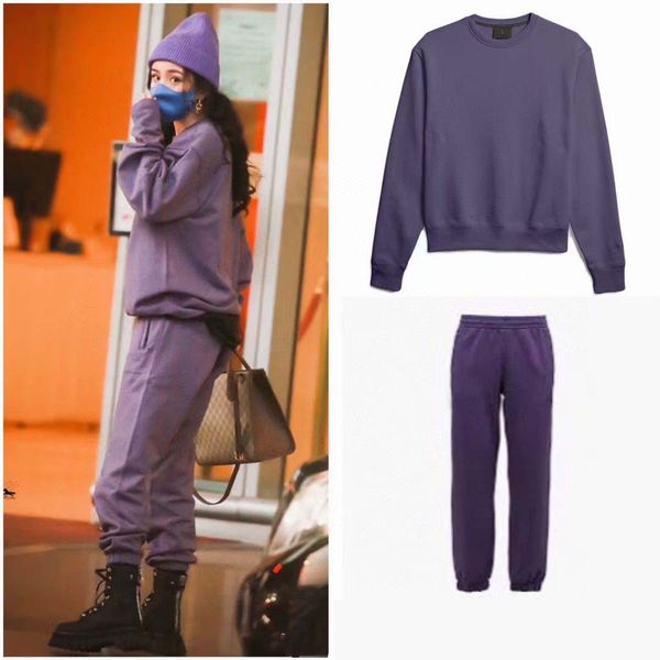 

женщины комфорт две части наборы 21ss мода дизайнер фиолетовый coussuits повседневная спорт стиль строительная одежда флигенчатая толстовка, Gray