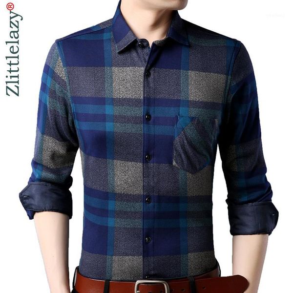 

men's casual shirts 2021 long sleeve winter warm thick men shirt pocket slim fit plaid social mens fashion christmas men's dress 4, White;black