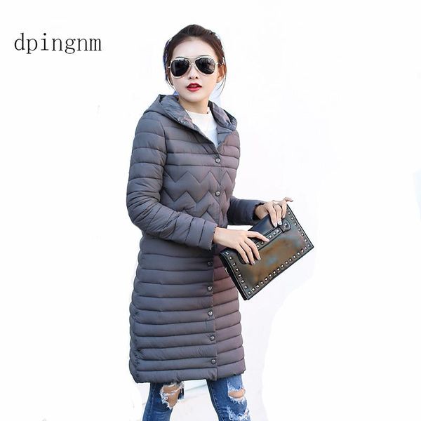 

winter woman padded hooded long jacket white duck down female overcoat ultra light slim solid jackets coat portable parkas, Black