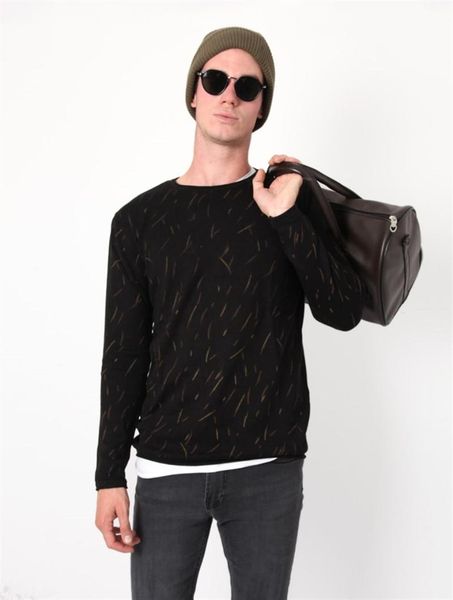 

bike collar pattern black mens sweater, White;black
