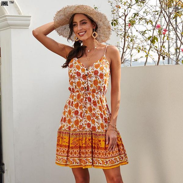 

2020new beach dress halter printed dress women sleeveless v-neck summer solid backless long party button style1, Black;gray