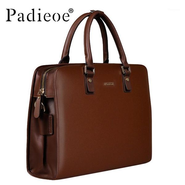 

padieoe vintage cowhide leather briefcase men business laptote bags casual men's leather messenger shoulder bag handbags1