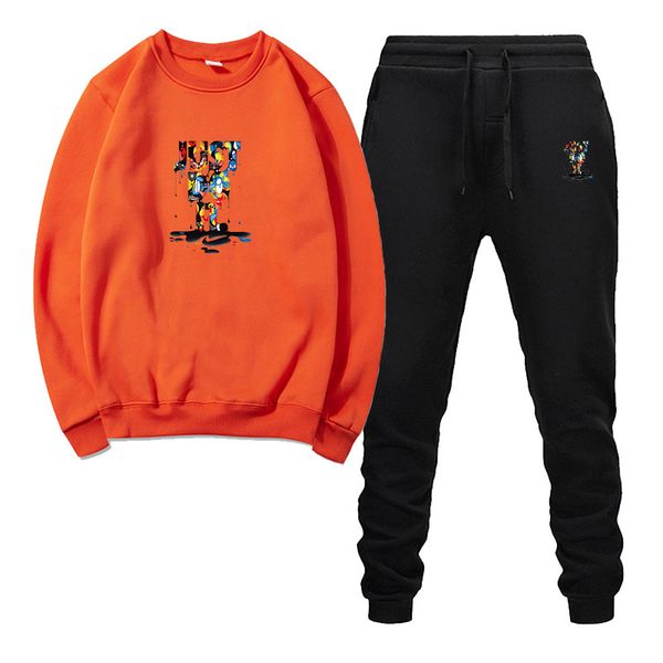 

дизайнер женской повседневной одежды моды письмо печать весна осень с длинными рукавами с капюшоном из двух частей бегуна костюм дамы зима с, Black