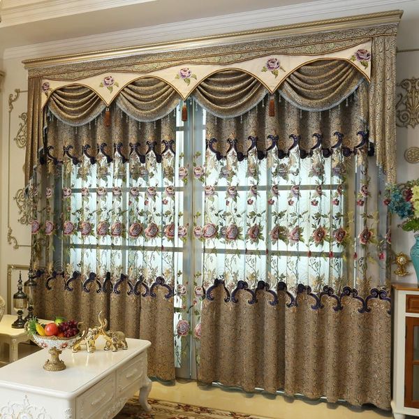 

curtain & drapes thickened shade european curtains for living room balcony chenille bedroom valance embroidery fabric