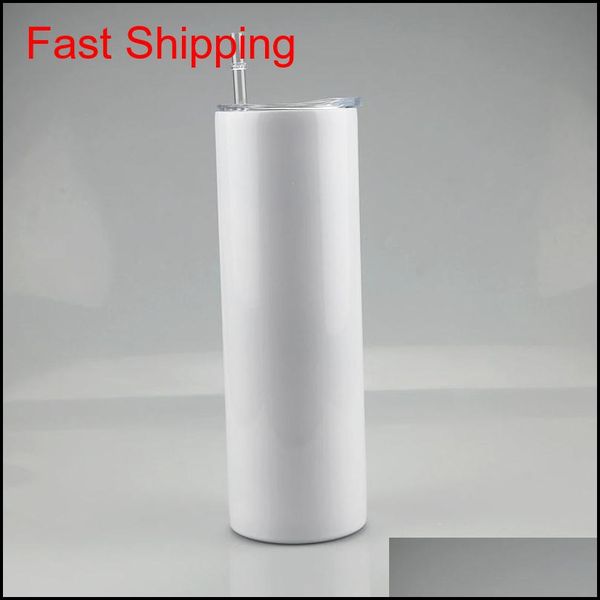 

sublimation tapered skinny tumbler stainless steel blank white skinny cup with lid straw cylinder bottle fre jlliju lajiaoyard