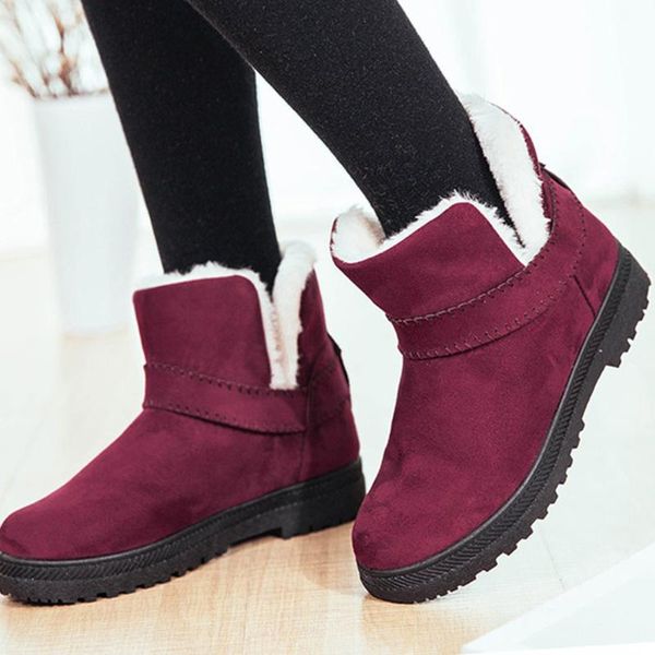 

snow women's boots fur integrated snow boots short warm plus women winter casual platform cotton ankle 45, Black