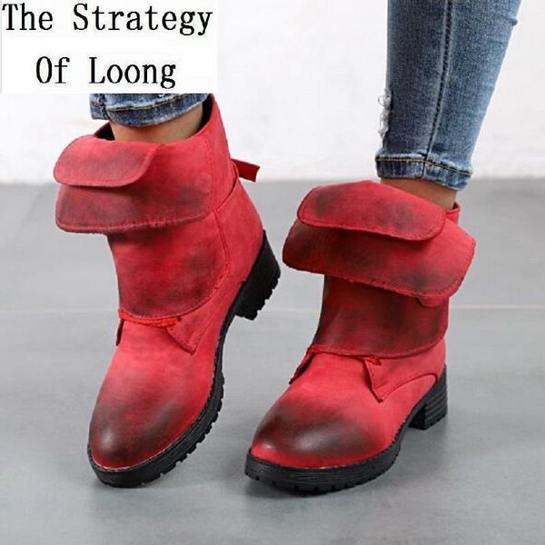 

boots women europe america style autumn winter buckle rivets plus size short flock ankle thick heels fashion 202111201, Black