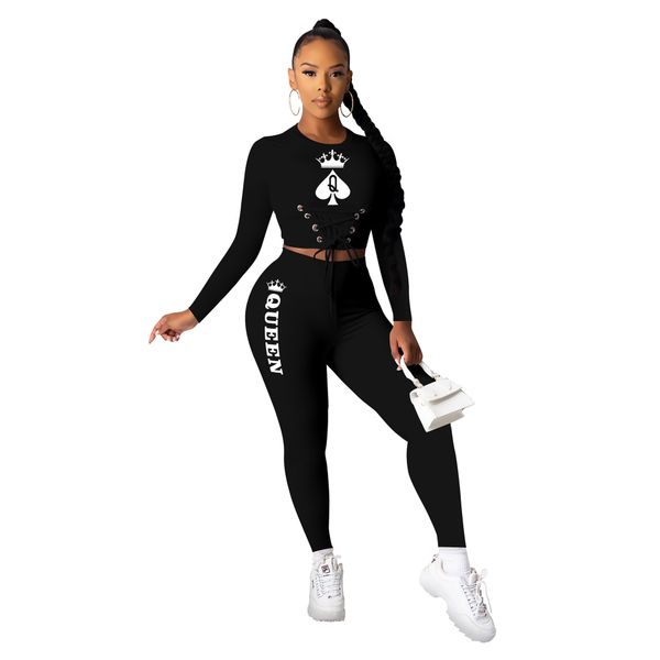 

2021 new black women lace up waist pencil pants suit active wear tracksuit two piece set fitness outfits, Gray