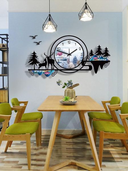 

wall clocks nordic glass clock acrylic creative deer luxury silent modern design electronic relogio home decoration be50wc