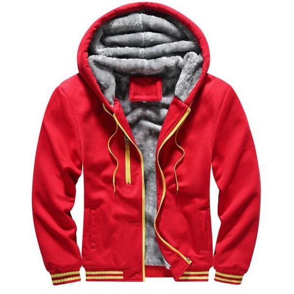 

men's hoodies & sweatshirts 2021 winter youth zipper sweatshirt coat thicken plus cotton padded comfortable sleeve outerwear jackets, Black