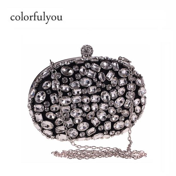

lady acrylic crystal clutch evening purse bridal diamond bag wedding party polyester handbags and round shape wallets black