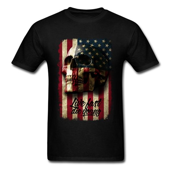 

live fast die young 3d skull men usa flag stylish hipster clothing striped street style black hoodie designers t shirts sweatshirt