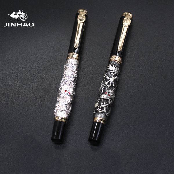 

jinhao pen oriental dragon pens business good quality signature pen pouring dragon shaped craft gift pen 1.5mm beautiful luxury pens, Blue;orange