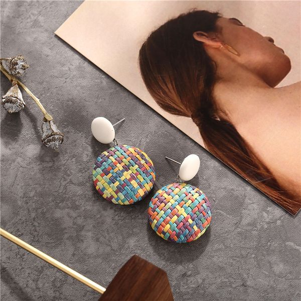 

handmade vintage wooden rattan earrings for women, Golden