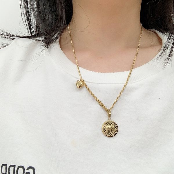 

elephant k gold electroplated necklace women's clavicle does not fade love hip hop sweater chain, Silver