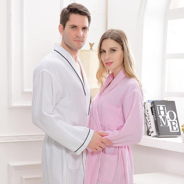 

waffle cotton bathrobe men couples night robes ls spa robes for male xxl plus size pijamas bridesmaid wedding white1, Black;brown