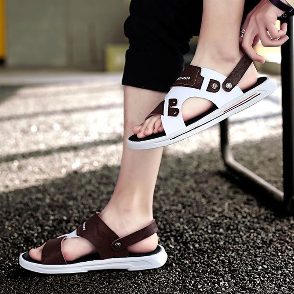 

sandals genuine classic sandel heren men sandalen zandalias rasteira slide cuero sandal piel sandals-men playa uomo sandalet big ete de1, Black