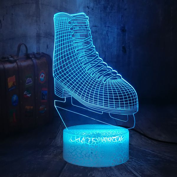 

3d roller skate model 7 color changing night light kid led table desk lamp usb touch lampara christmas lamp sport lamp dropship